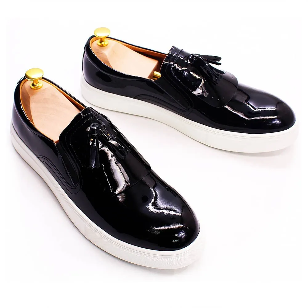 Tasseled Patent Leather Street Loafer for Men