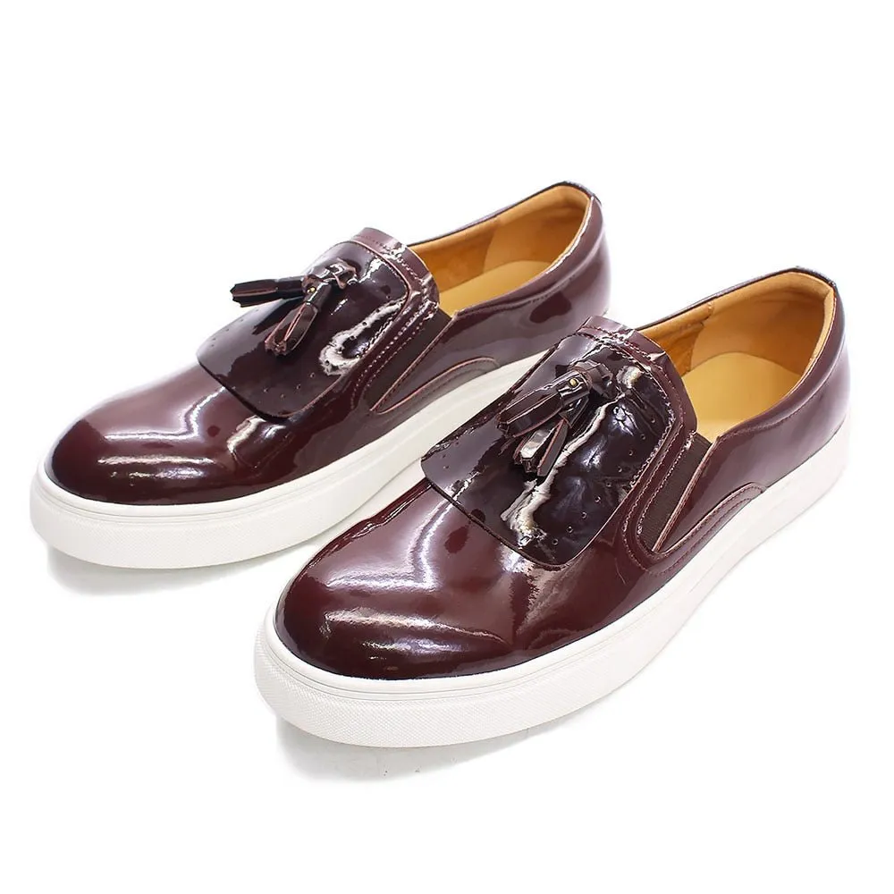 Tasseled Patent Leather Street Loafer for Men