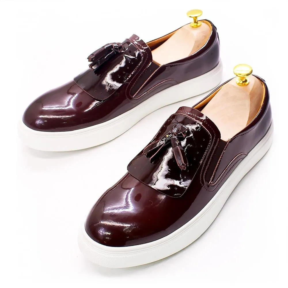 Tasseled Patent Leather Street Loafer for Men