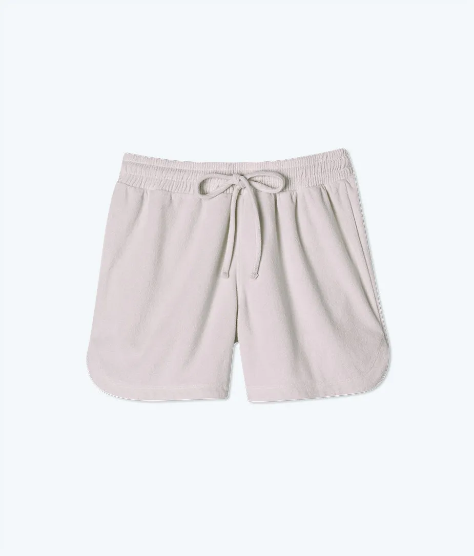 The Towel Terry Drawstring Shorts - White Sand