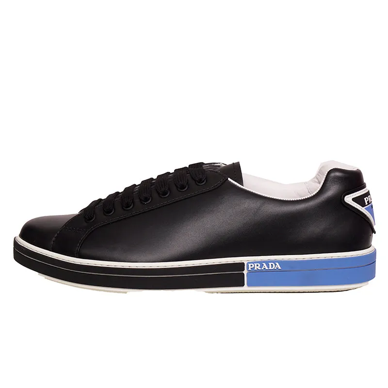 UK 11 US 12 NEW $895 PRADA Mens Black Leather TRIANGLE LOGO Low Top SNEAKERS NIB