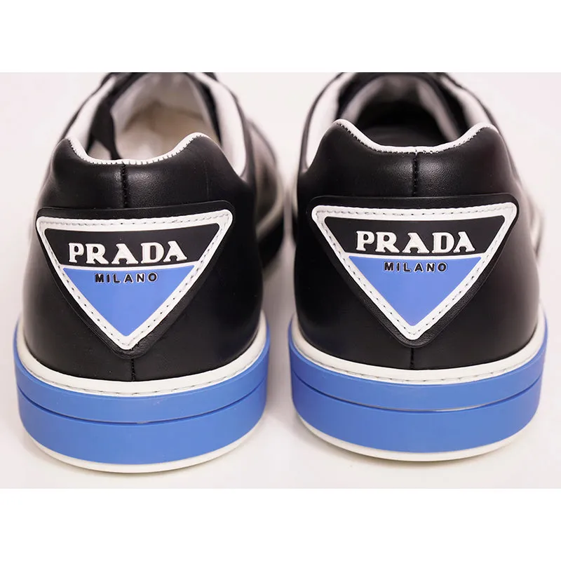 UK 11 US 12 NEW $895 PRADA Mens Black Leather TRIANGLE LOGO Low Top SNEAKERS NIB
