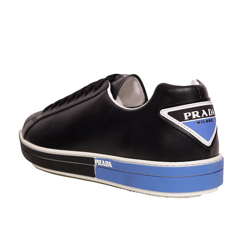 UK 11 US 12 NEW $895 PRADA Mens Black Leather TRIANGLE LOGO Low Top SNEAKERS NIB