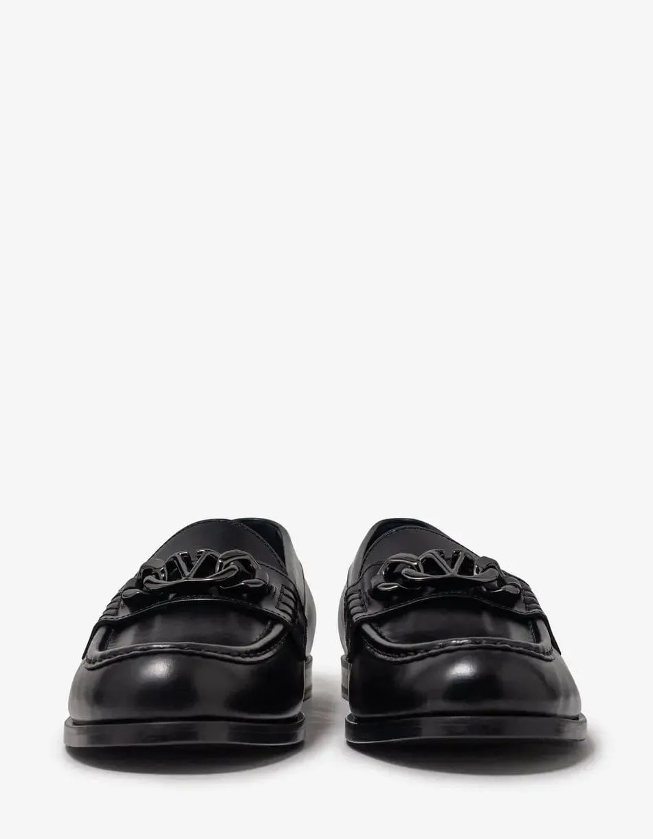 Valentino Garavani Black VLogo Chain Loafers