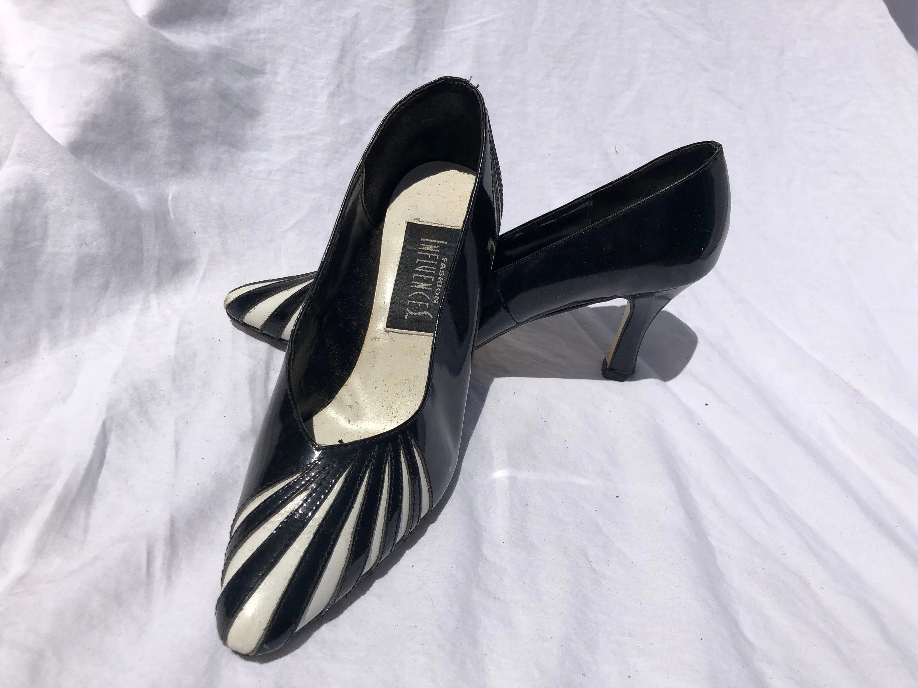 Vintage 1980 Black & White Stripe Heels